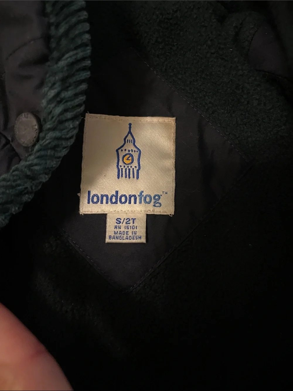London Fog Navy Quilted Kids Jacket with Bear Embroidery thick winter coat 2T